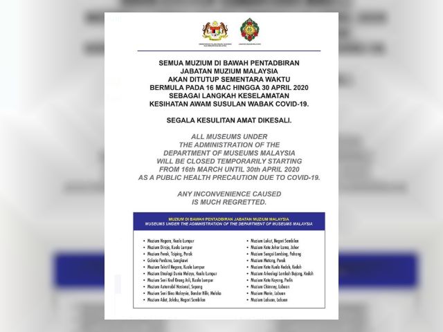 Closure of Department of Museums of Malaysia